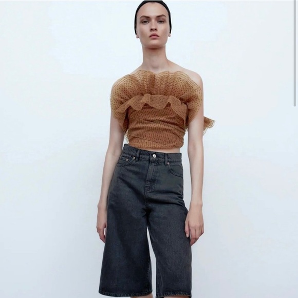 ZARA Tulle Polka Dot Corset Top - Picture 3 of 7
